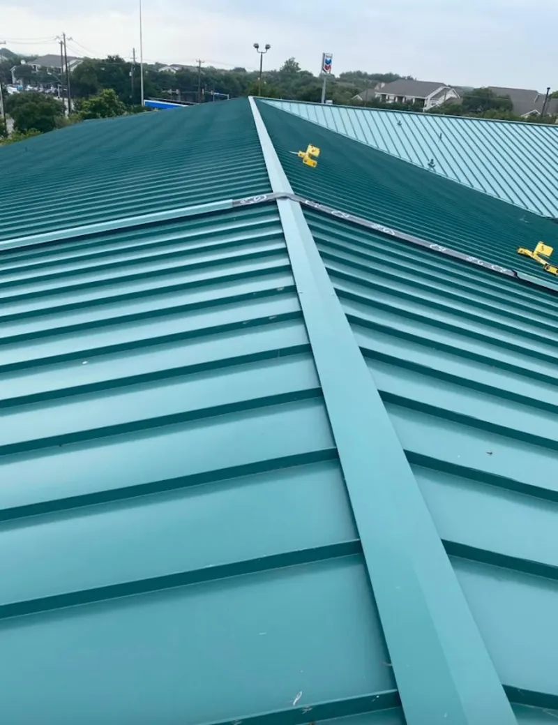 Green commercial metal roof ridge and valley for Metal Roof Repair in Piedmont